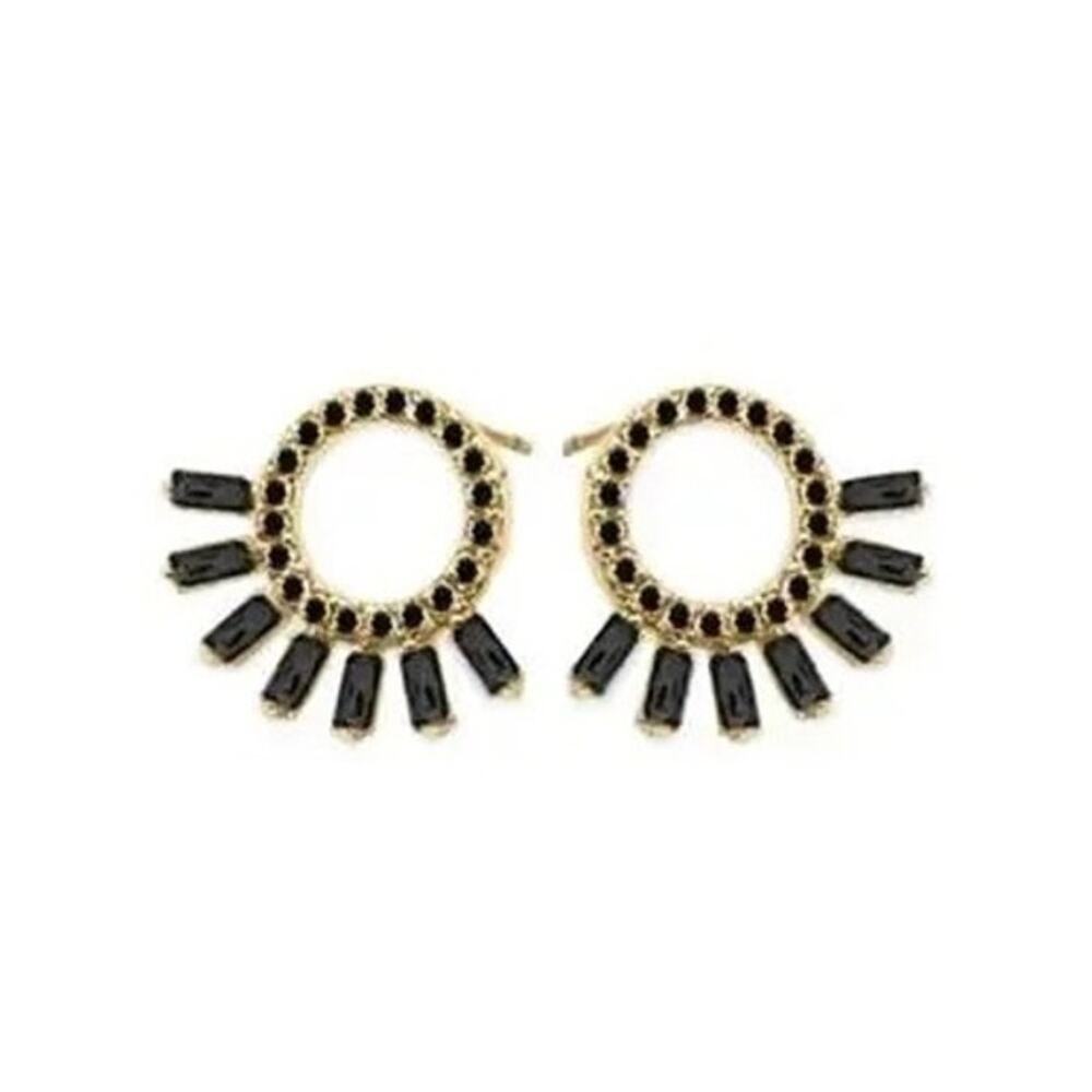 Kinsley Armelle Finley Collection Raven Earrings Black Zircon Gemstones